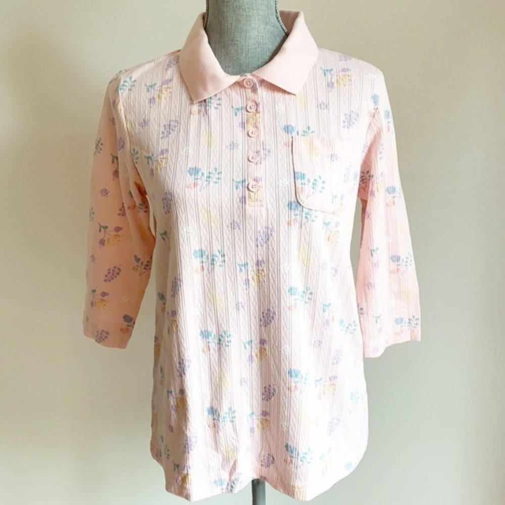 Vintage floral cottage core collared sweater